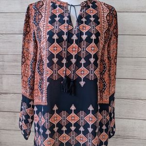 Violet+Claire Top, size large, Blue and orange